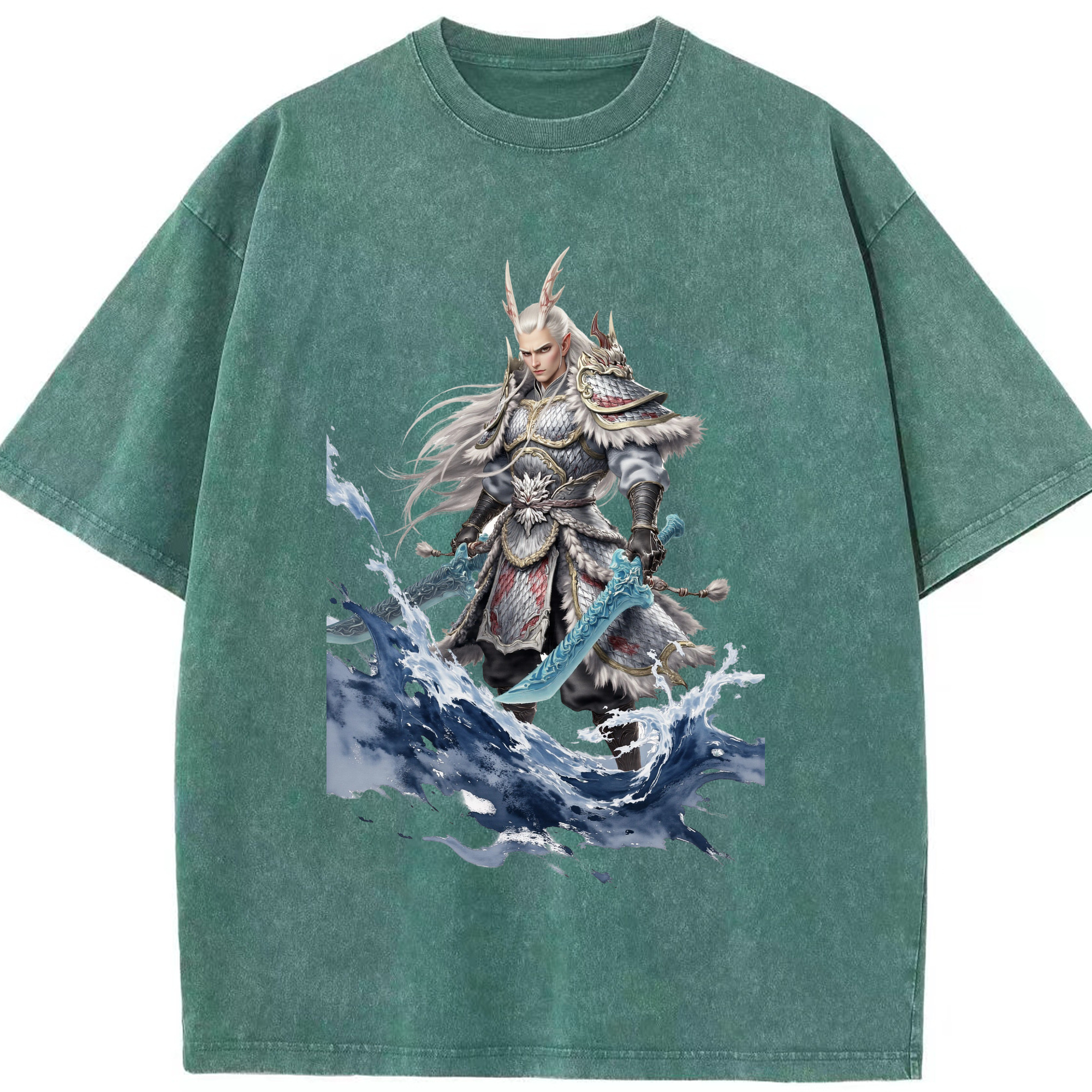 （画像用） Ne Zha 2 ナタ 魔童の大暴れ 綿100% ヴィンテージ風 半袖Tシャツ（フロントプリント）